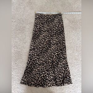 Reformation Layla Brown Black Leopard Animal Print Midi Skirt Size 6/8 Small